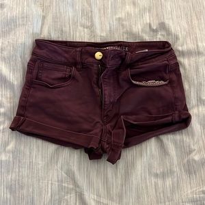 Maroon High-Rise Stretch Shorts